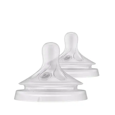 Set tetine, Philips Avent, Natural Response, 2 buc, Cu debit 2 (lent), 0 luni+, Transparent