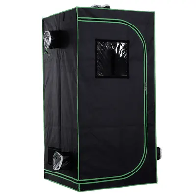 Outsunny Cort Hidroponic din Oxford 600D cu 5 Orificii de Ventilație Reglabile și Fereastră, 80x80x160 cm, Negru | Aosom Romania