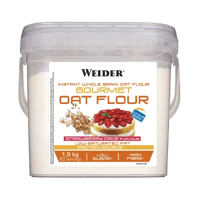 Făină integrală de ovăz, WEIDER, Gourmet Oat Flour, 1,9 kg, aromă de căpșuni