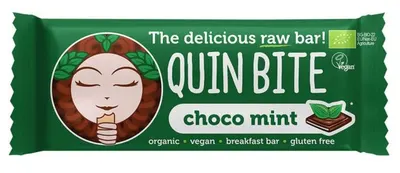 Baton bio raw, ciocolată și mentă, 30 g, Quin Bite