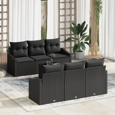 Gossi set de canapele de gradina cu perne 7 piese negru ratan