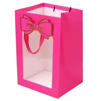 Pungi cadou cu fereastră și fundă - mov (set 12 buc) - 30x43x18cm