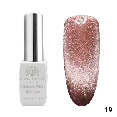 Oja semipermanenta, Snow White, 3D Cat Eye, Global Fashion 8ml, 19(FARA TPO) Engros