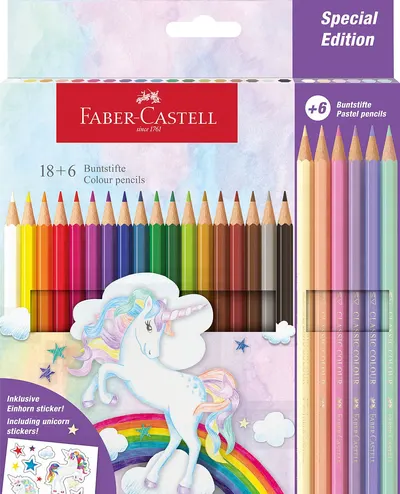 Creioane colorate Faber-Castell Grip 2001 - Unicorn, 18 + 6 culori