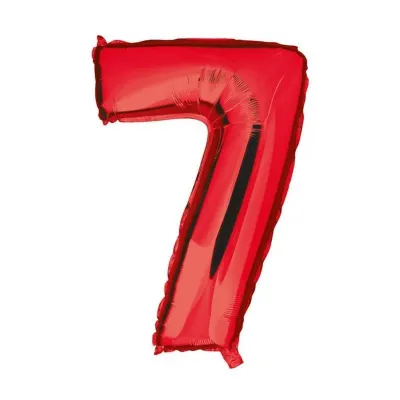 Balon folie cifra rosu metalizat, inaltime 35 cm, pentru aniversare