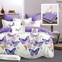 Lenjerie finet 6 piese cu husa - 160x200 si 180x200 (violete-vh)