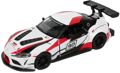 Mașinuță metalică Kinsmart - Toyota GR Supra Racing Concept, #90, 1:36, alba
