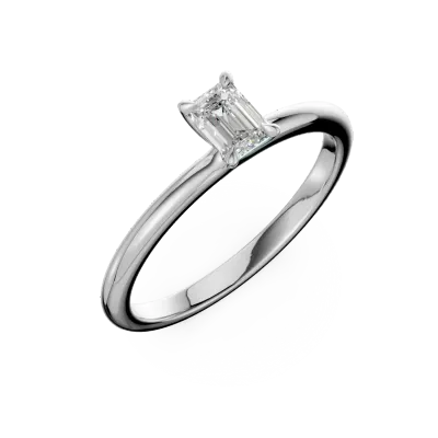 Inel de logodna din aur alb cu diamant emerald solitaire de 0.3ct
