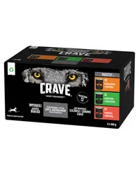 CRAVE Dog Dose Mixed Multipack Hrana umeda pentru caini adulti, mix de carne 6x400 g