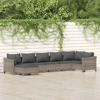 Gossi set mobilier de gradina cu perne, 7 piese, gri, poliratan