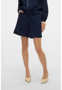 Pantaloni scurti de bumbac cu talie elastica - Bleumarin
