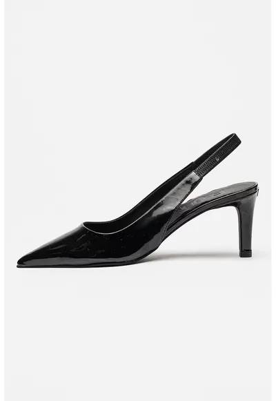 Pantofi slingback din piele cu toc clasic - Negru