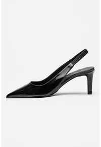 Pantofi slingback din piele cu toc clasic - Negru