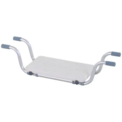 HOMCOM Scaun pentru Cadă din Aliaj de Aluminiu, Plastic și Lățime Reglabilă, 73-83x22x18 cm, Alb | Aosom Romania