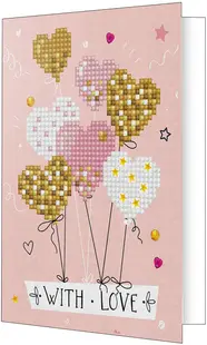 Felicitare cu diamante – Inimioare colorate