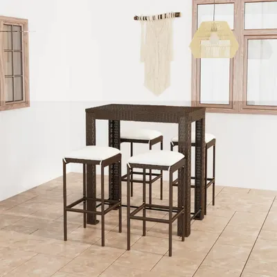 Gossi set mobilier bar de gradina cu perne, 5 piese, maro, poliratan