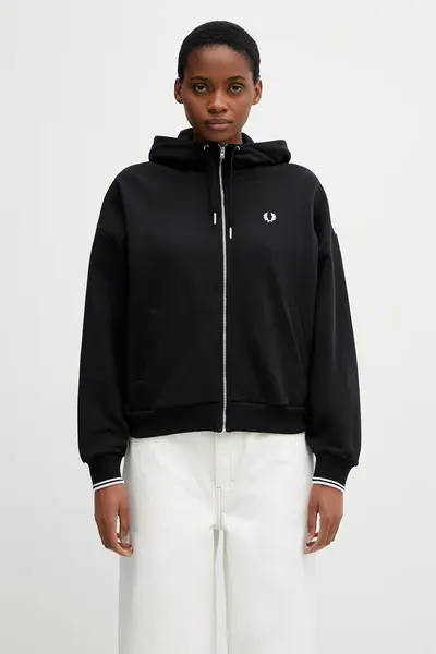 Fred Perry hanorac cu fermoar pentru femei, din bumbac