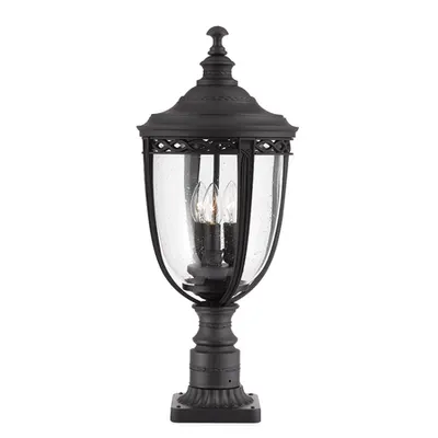 Pitic pentru exterior English Bridle 3 Light Large Pedestal – Black