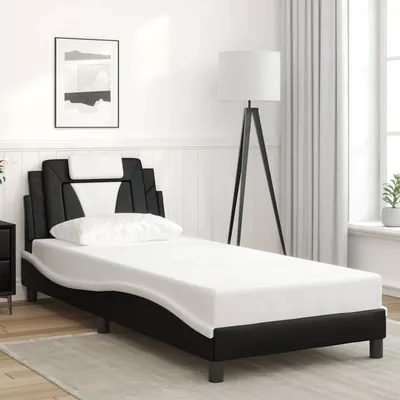 vidaXL Cadru de pat, Viana, fără saltea, alb/negru, 80x200 cm, piele ecologică