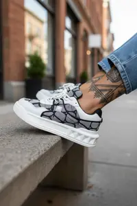 Adidasi dama casual, albi cu gri, VLT L77 N8-1