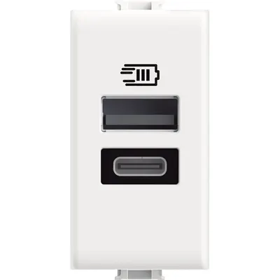 Incarcator Usb tip A+C 15W Bticino Matix AM4191AC, alb