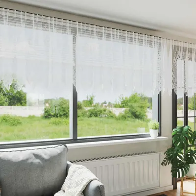 vidaXL Cortină din Dantelă Alb 120 x 400 cm Poliester