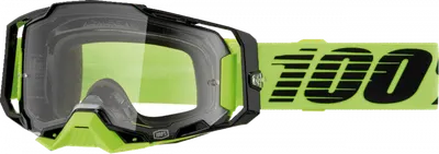 Ochelari cross atv 100% Armega Neon Yel, lentila clara, culoare rama negru galben neon