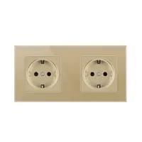 Resigilat Priza Techstar® Crystal TS2, Dubla, Sticla Securizata, Culoare Auriu Sandcastle, 16A
