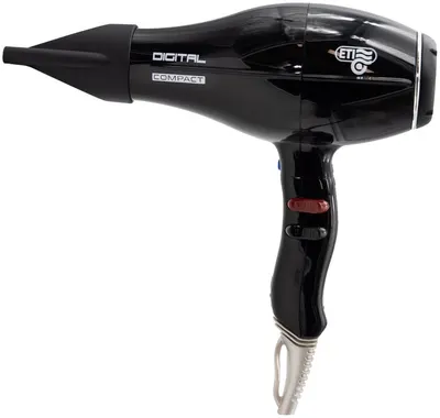 Uscător de păr profesional ETI - Digital Compact Silent, 2400W, 6 trepte, negru