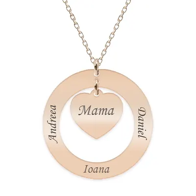 Anne - Colier personalizat din argint 925 placat cu aur roz, cu cerc si inimioara