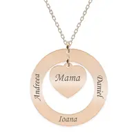Anne - Colier personalizat din argint 925 placat cu aur roz, cu cerc si inimioara