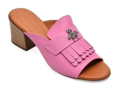 Papuci GOLD DEER fucsia, 13174, din piele naturala