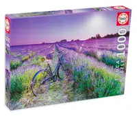 Puzzle Educa din 1000 de piese - Bicicleta intr-un camp de lavanda