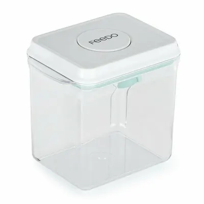 Recipient depozitare lapte praf, Feedo, 1700 ml, Capac etans, Din plastic, Fara BPA, Turcoaz
