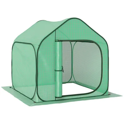 Outsunny Seră pentru Grădină cu Intrare cu Fermoar din Oțel și PE, 150x148x148 cm, Verde | Aosom Romania