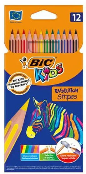 Creioane colorate BIC Evolution Stripes - 12 culori