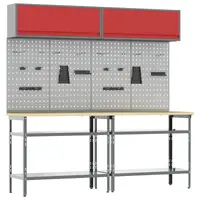 vidaXL Set banc de lucru 8 buc. Roșu și gri Oțel vopsit electrostatic