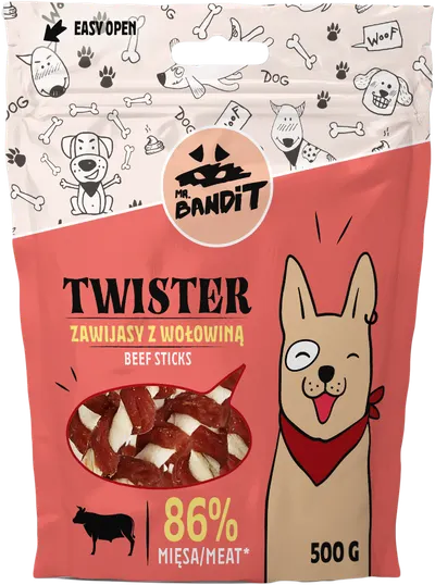 Recompense pentru caini Mr. Bandit TWISTER,vita, 500g