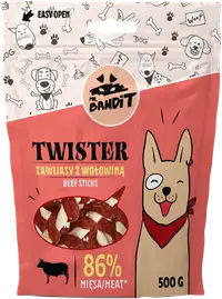 Recompense pentru caini Mr. Bandit TWISTER,vita, 500g