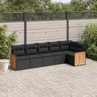 Gossi set mobilier de gradina cu perne, 6 piese, negru, poliratan