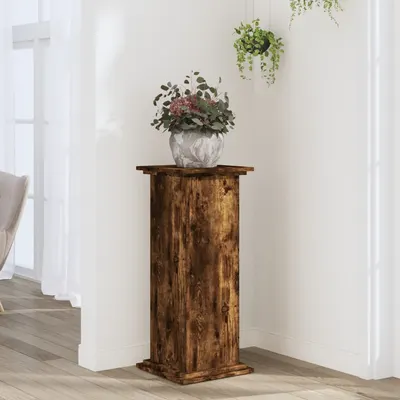 Gossi suport de plante, stejar fumuriu, 33x33x80 cm, lemn prelucrat