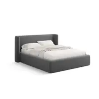 Pat matrimonial gri tapițat cu spațiu de depozitare cu somieră 200x200 cm Jason – Windsor & Co Sofas
