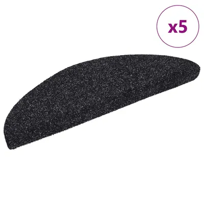 vidaXL Covorașe autoadezive pentru scări, 5 buc., 56x17x3 cm, negre, semirotunde