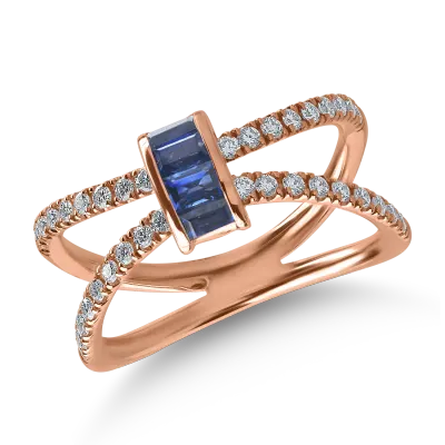 Inel din aur roz cu safire de 0.48ct si diamante de 0.34ct