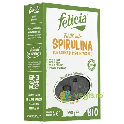Fusilli din Orez Integral cu Spirulina fara Gluten Ecologice/Bio 250g