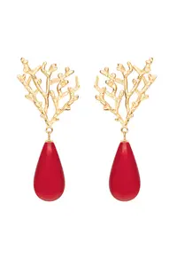 Cercei Coral placat cu aur