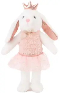 Jucărie de pluș Amek Toys - Iepuraș cu rochie și coroană, 46 cm