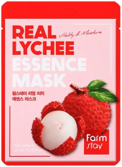 FarmStay Real Essence Mască de față folie Lychee, 23 ml