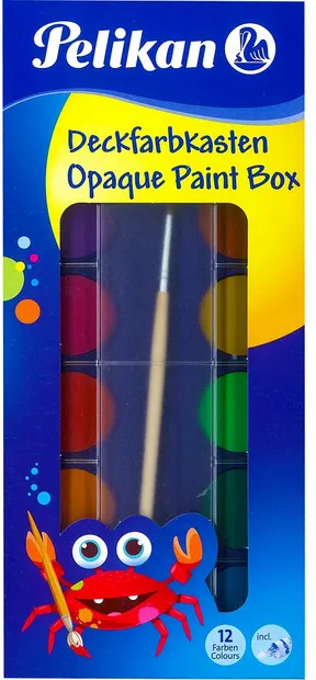 Vopsele de acuarelă Pelikan - 12 culori, cu pensulă