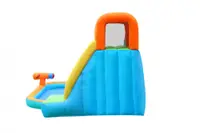 Saltea gonflabila cu piscina, tun cu apa, tobogan si loc de catarat
